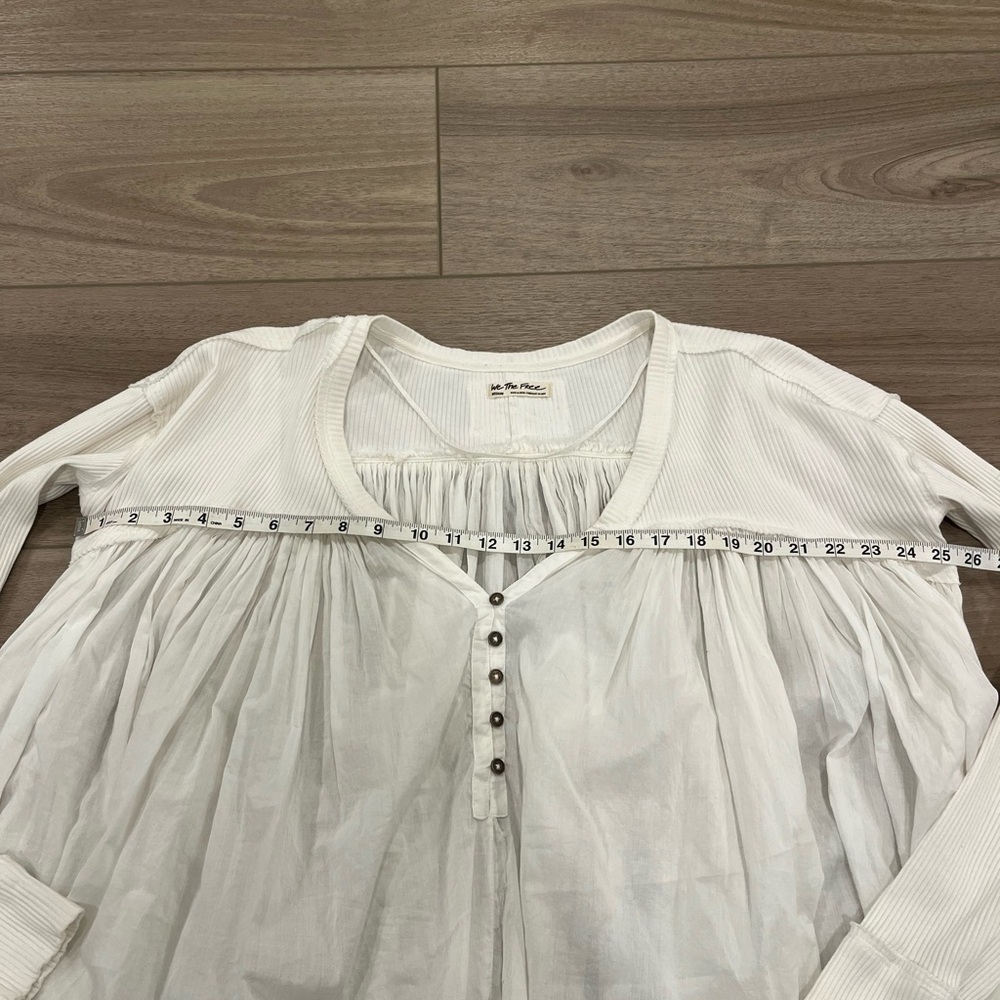 Free People We The Free Lyrical Tunic Cream Cotton Flowy Tunic Top Size M - Picture 5 of 9